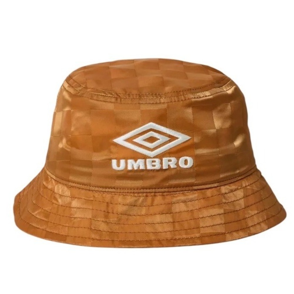 NEW Umbro Checkerboard Bucket Hat Cap "Biscuit" Golden Tan Checkered OSFM Soccer